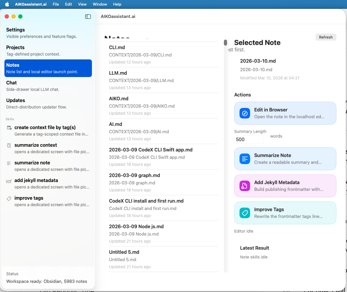 AIKOassistant macOS app screenshot 1